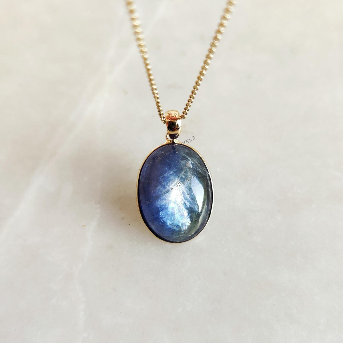 Natural Bi-Color Tanzanite Pendant: 14K Solid Yellow Gold December Birthstone