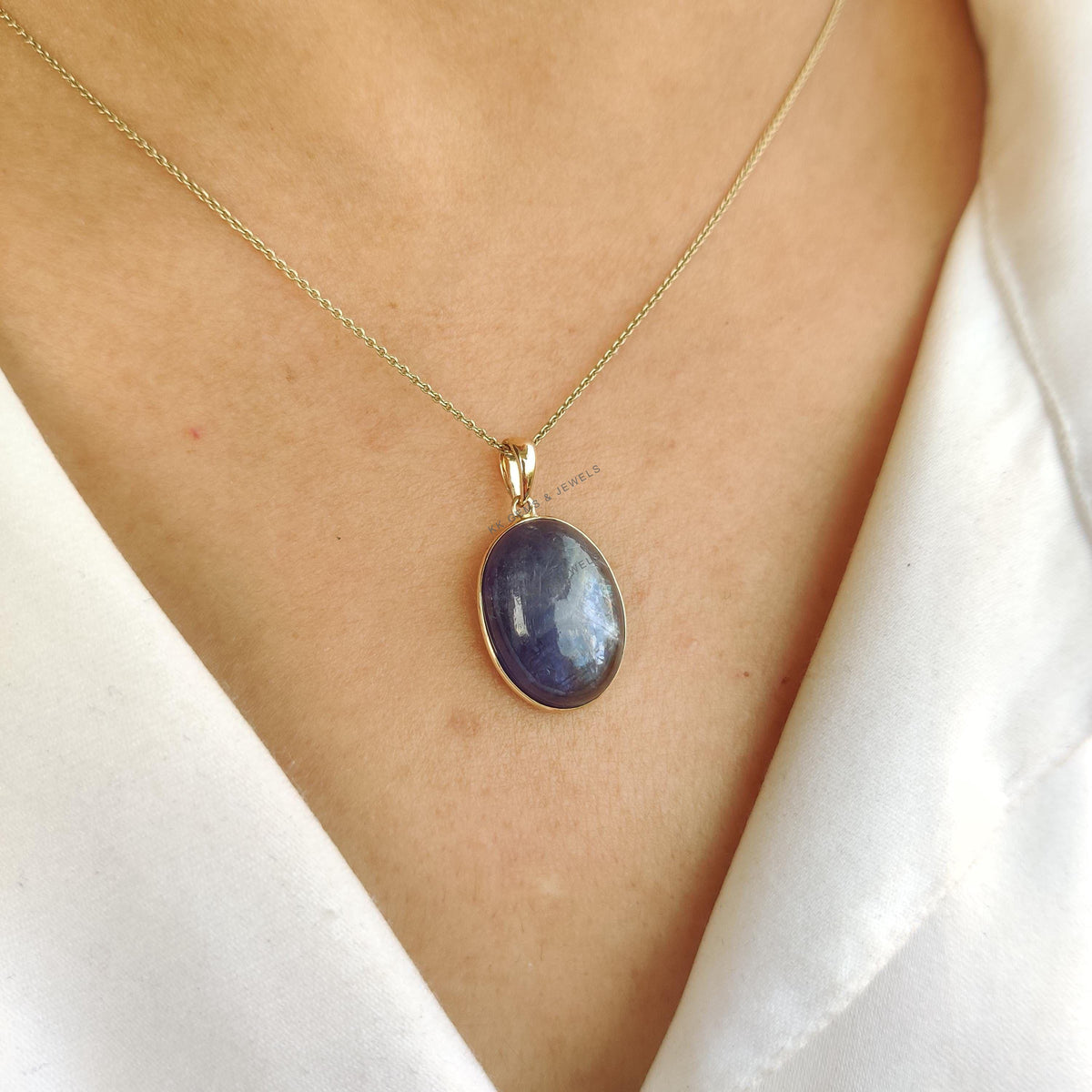 Natural Bi-Color Tanzanite Pendant: 14K Solid Yellow Gold December Birthstone