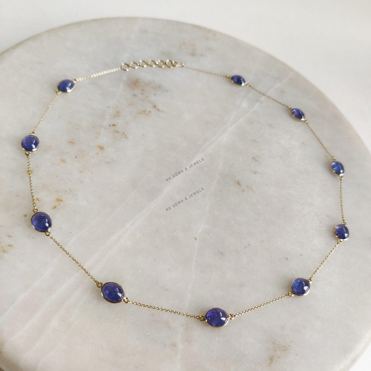 Natural Tanzanite Necklace, 14K Solid Yellow Gold Bezel Pendant