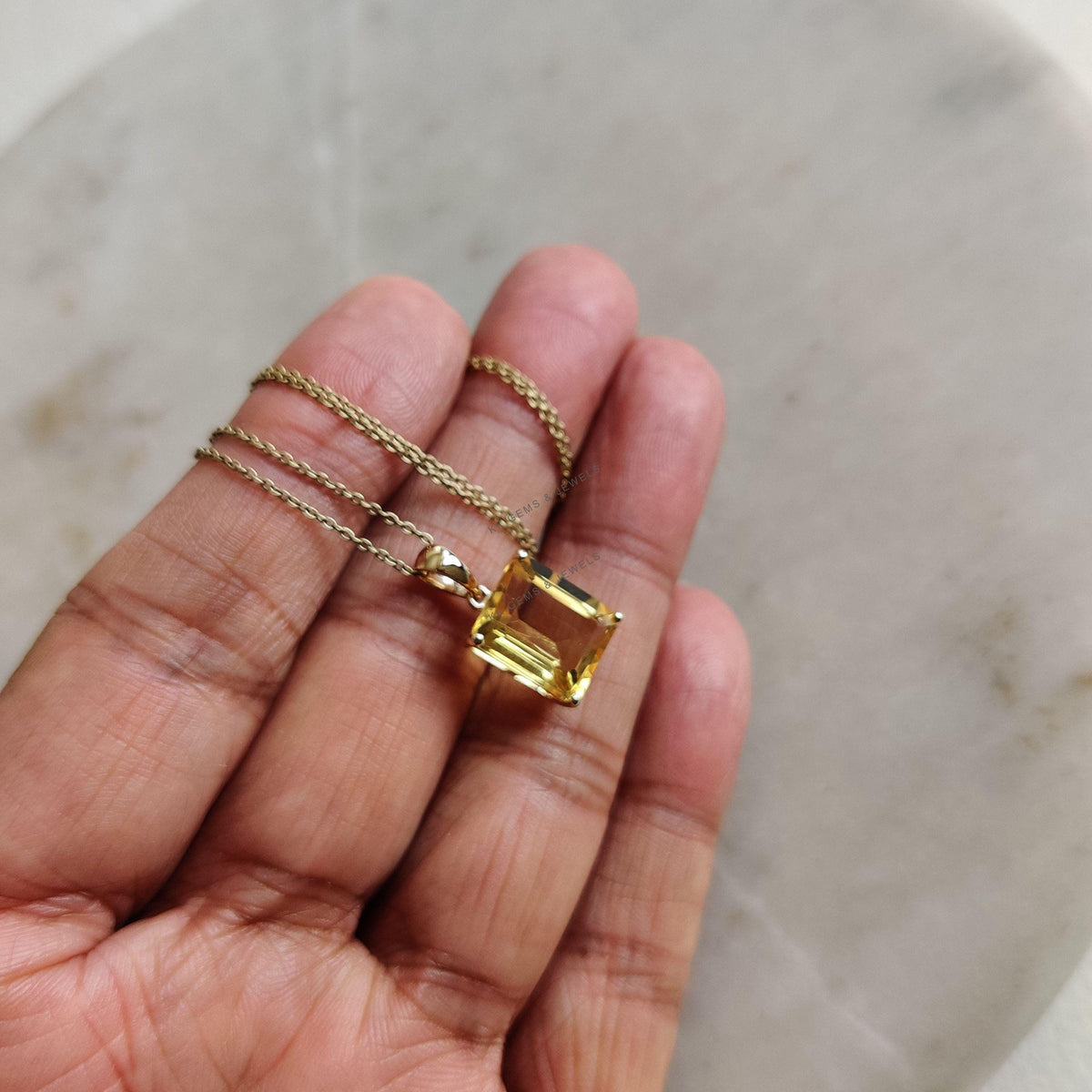 Natural Citrine Pendant, 14K Yellow Gold Octagon Gemstone, November Birthstone