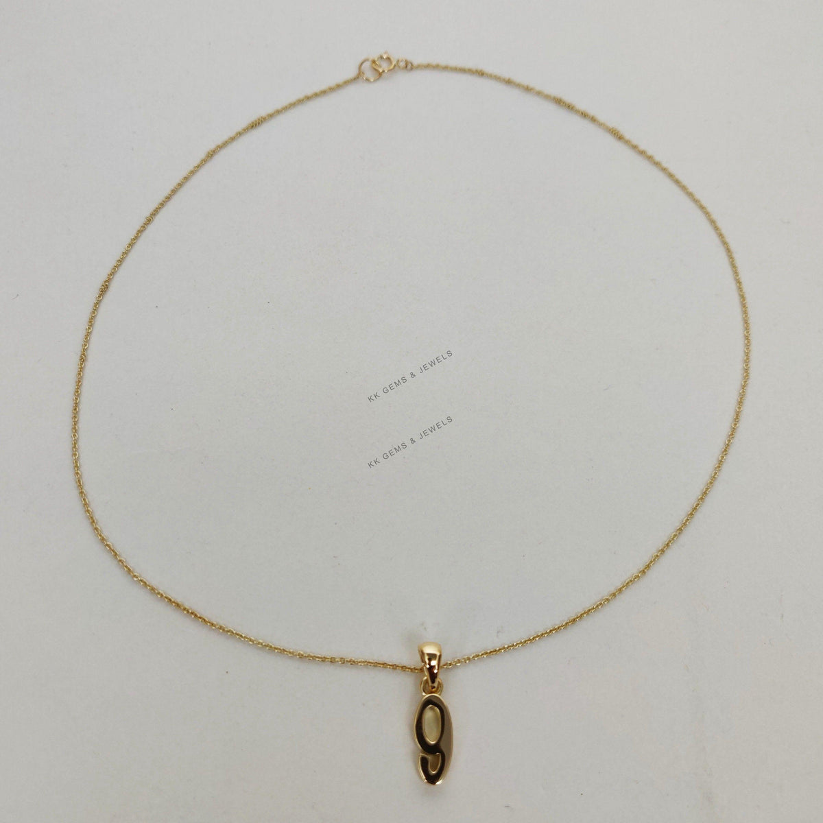 14K Solid Gold Number 9 Charm Pendant: Dainty Birthday Gift