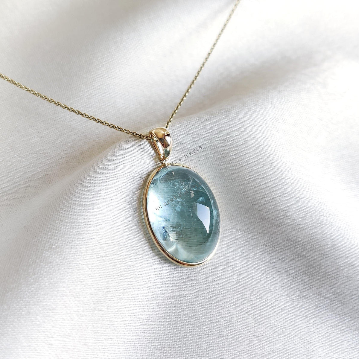 Natural Aquamarine Pendant, 14K Solid Yellow Gold Bezel Pendant, March Birthstone