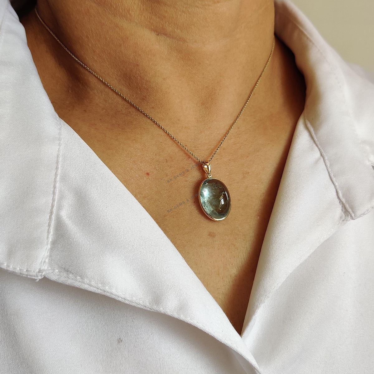Natural Aquamarine Pendant, 14K Solid Yellow Gold Bezel Pendant, March Birthstone