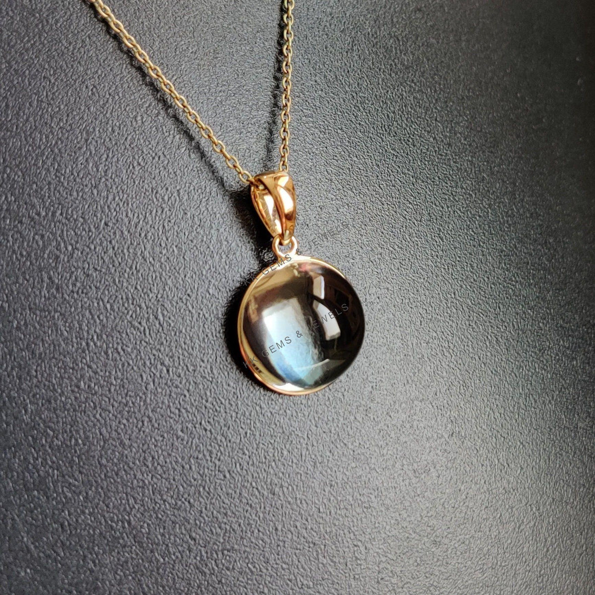 14K Solid Yellow Gold Natural Sky Blue Topaz Pendant, December Birthstone