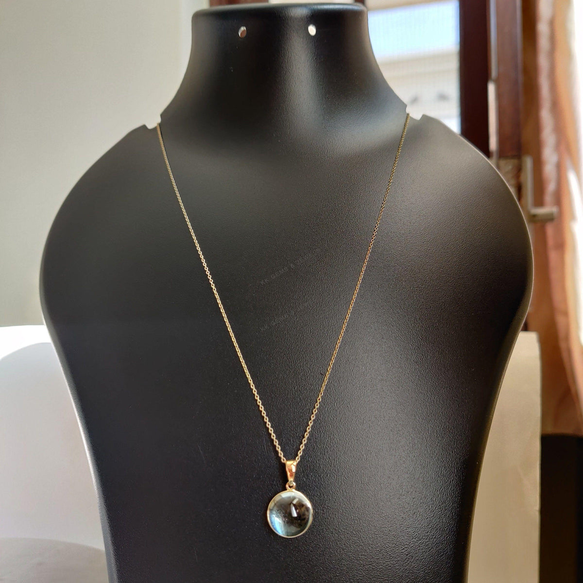 14K Solid Yellow Gold Natural Sky Blue Topaz Pendant, December Birthstone