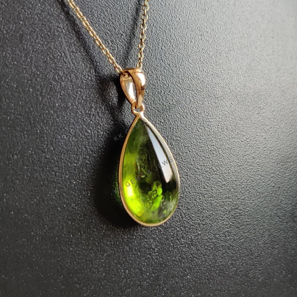 14K Solid Yellow Gold Natural Peridot Pendant: August Birthstone Jewelry