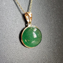 Natural Green Aventurine Pendant, 14K Solid Yellow Gold Bezel, August Birthstone, Christmas Present