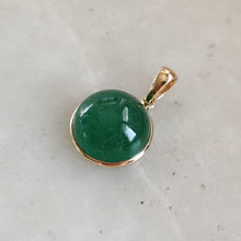 Natural Green Aventurine Pendant, 14K Solid Yellow Gold Bezel, August Birthstone, Christmas Present