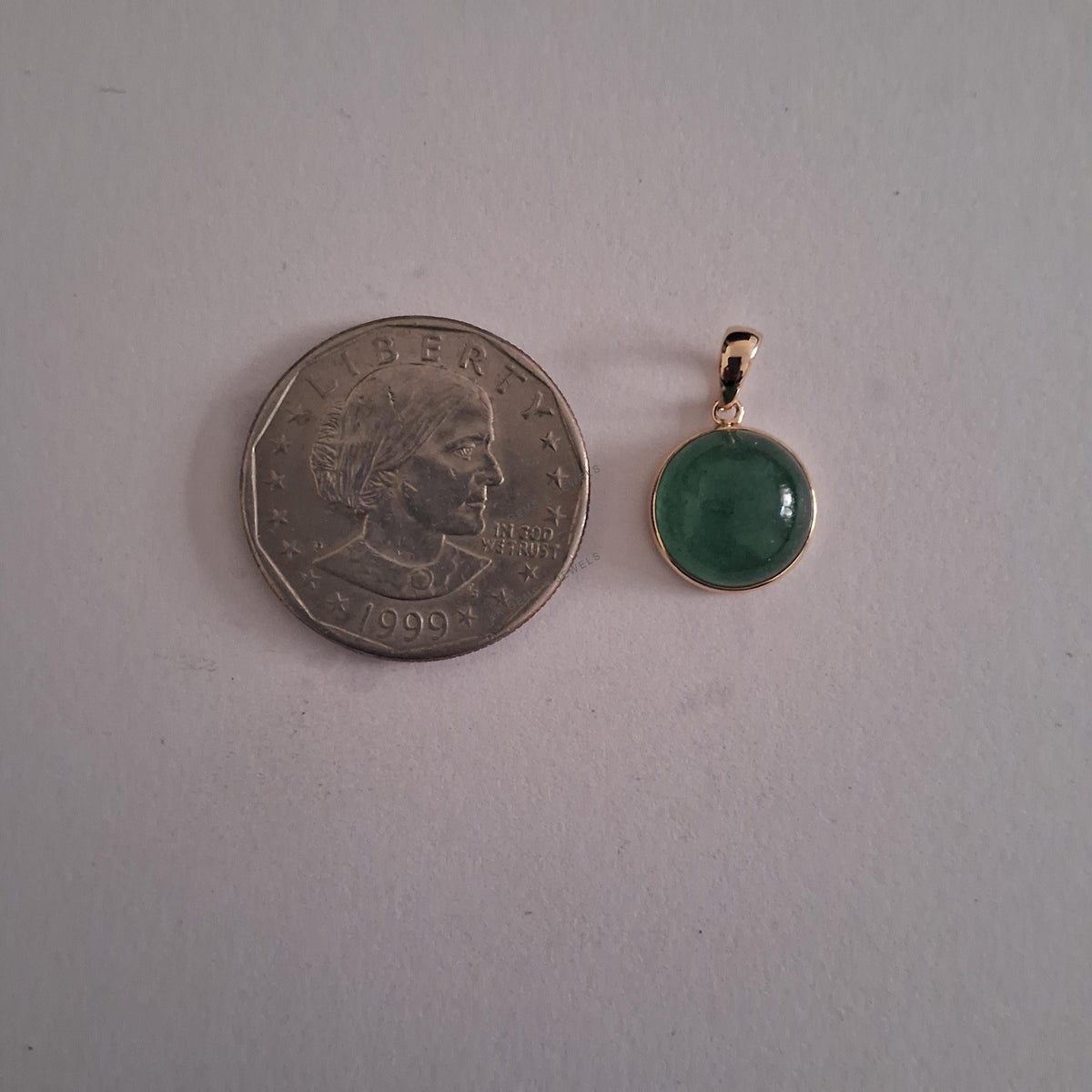 Natural Green Aventurine Pendant, 14K Solid Yellow Gold Bezel, August Birthstone, Christmas Present