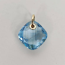 14K Solid Gold Natural Sky Blue Topaz Drill Pendant, December Birthstone