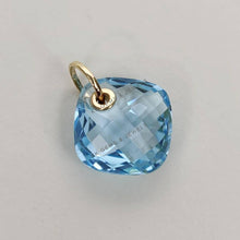 14K Solid Gold Natural Sky Blue Topaz Drill Pendant, December Birthstone