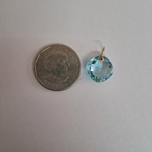 14K Solid Gold Natural Sky Blue Topaz Drill Pendant, December Birthstone