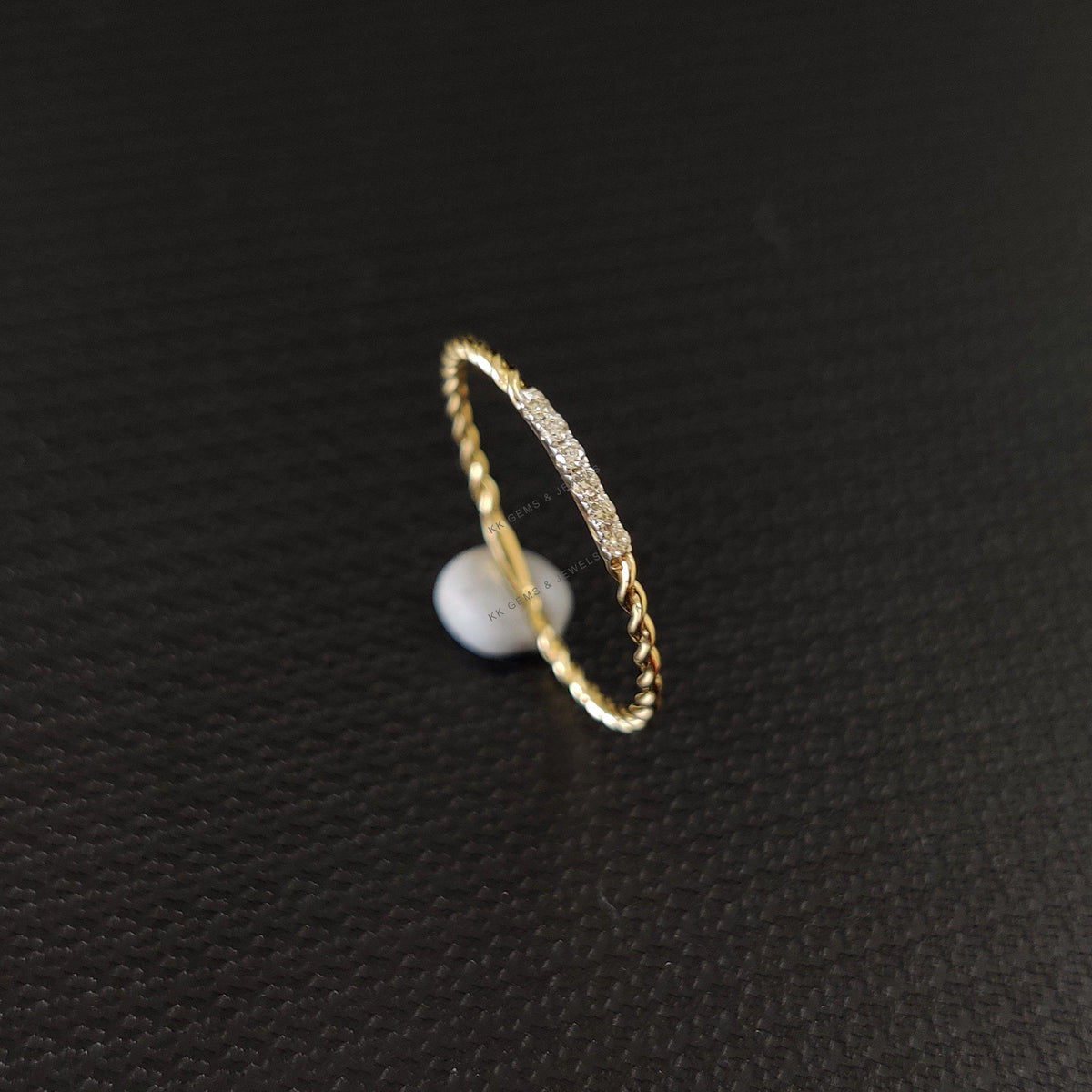 Dainty 14K Solid Gold Natural Diamond Ring, April Birthstone