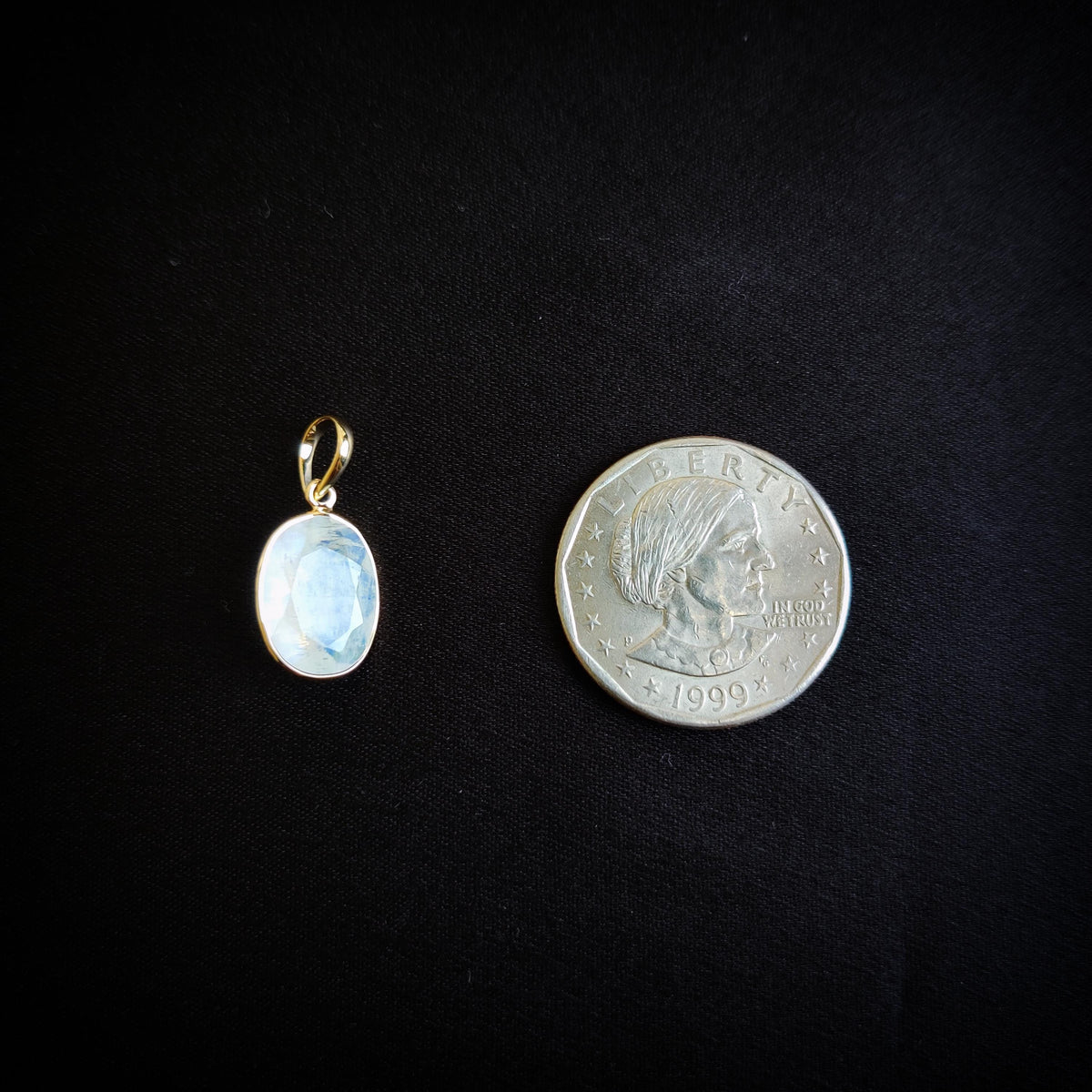 Natural Rainbow Moonstone Pendant, 14K Solid Yellow Gold Bezel Pendant, June Birthstone