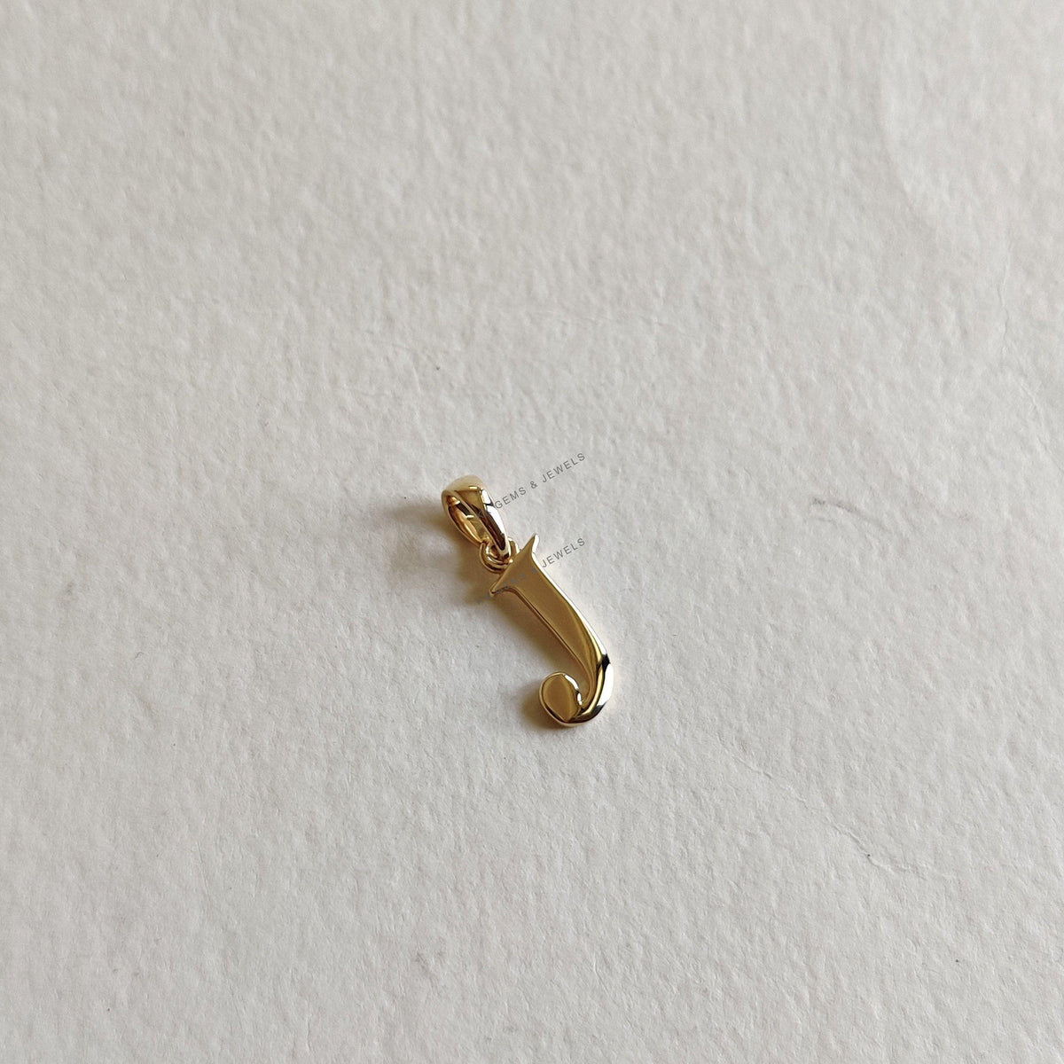 14K Solid Gold Initial J Pendant: Elegant Letter Charm