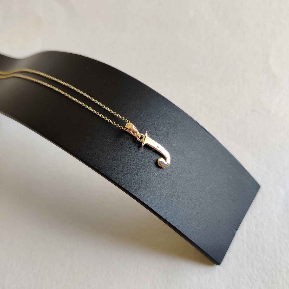 14K Solid Gold Initial J Pendant: Elegant Letter Charm