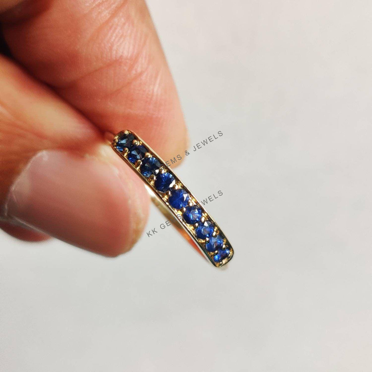 Natural Blue Sapphire 14K Solid Yellow Gold Ring, September Birthstone