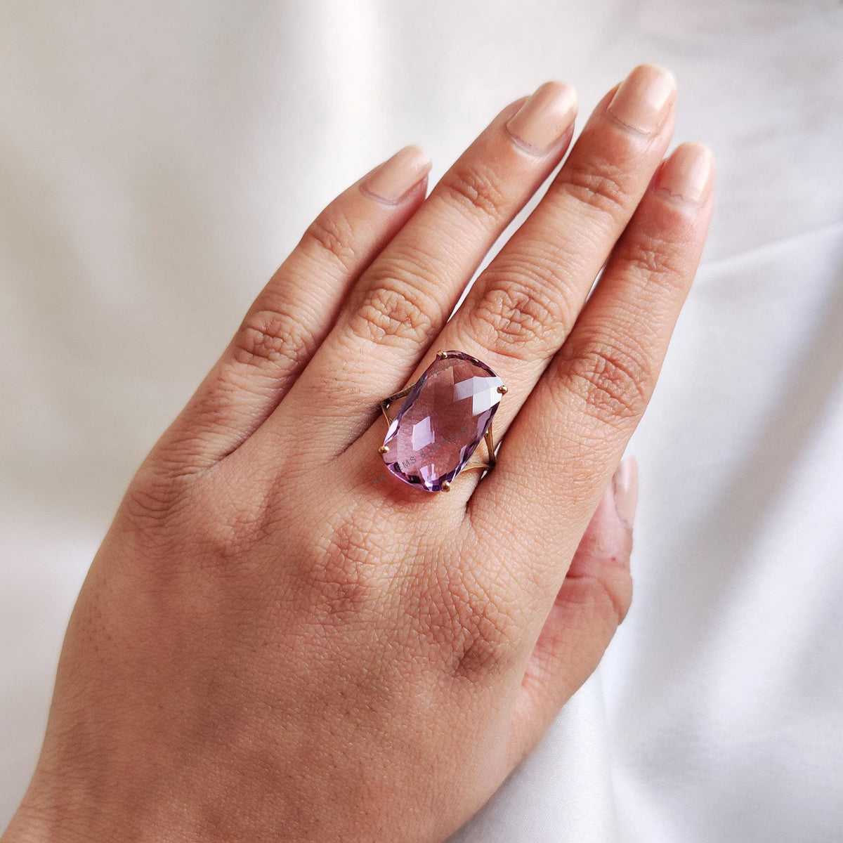 Natural Purple Amethyst Ring, 14K Solid Yellow Gold, February Birthstone