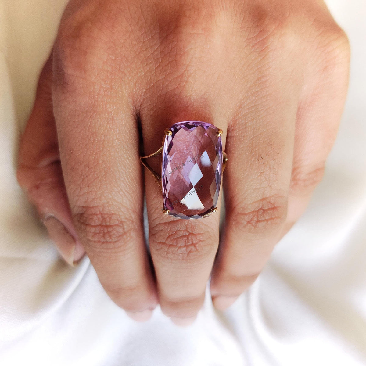 Natural Purple Amethyst Ring, 14K Solid Yellow Gold, February Birthstone