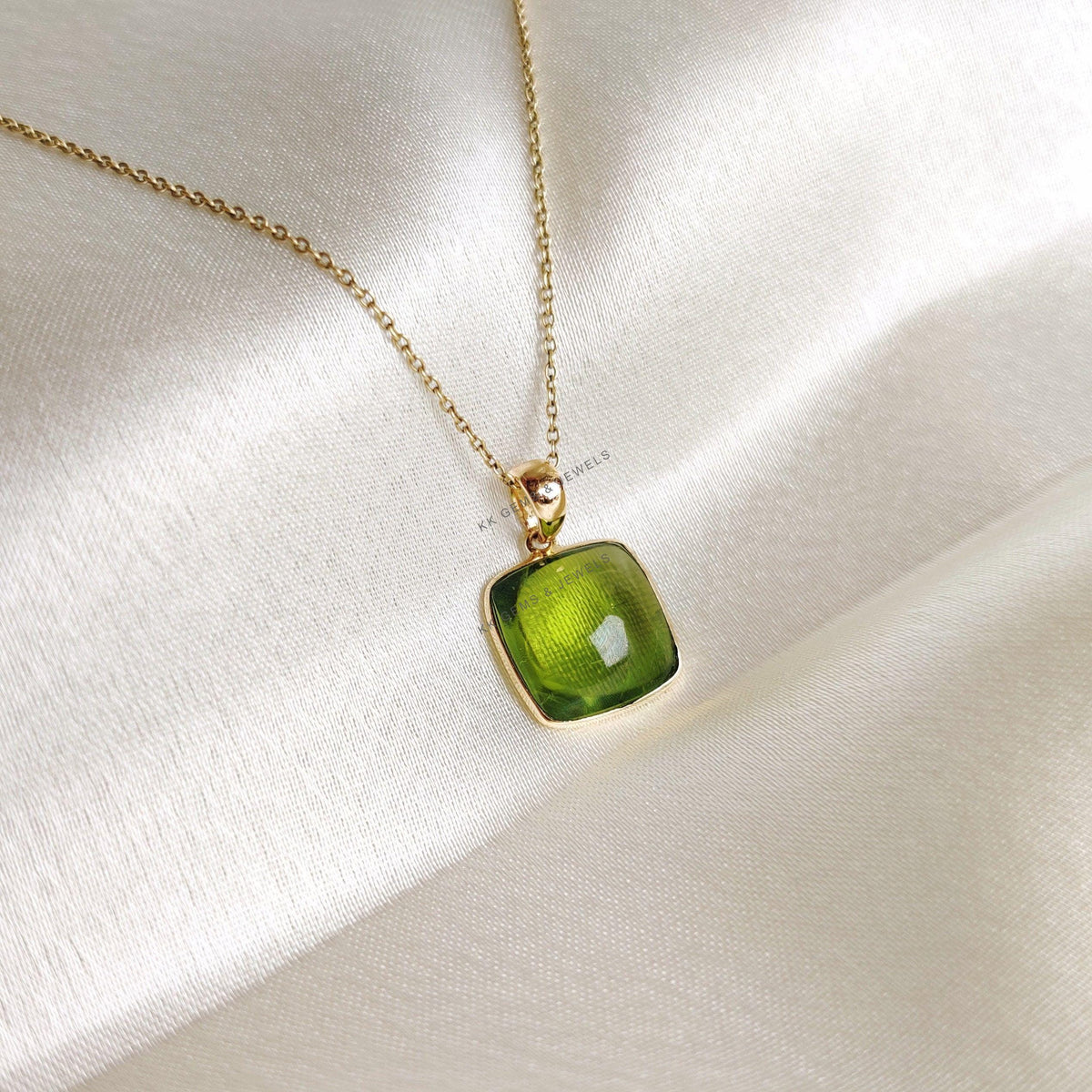 Natural Peridot Pendant, 14K Solid Yellow Gold Pendant, August Birthstone, Bezel Pendant, Christmas Present