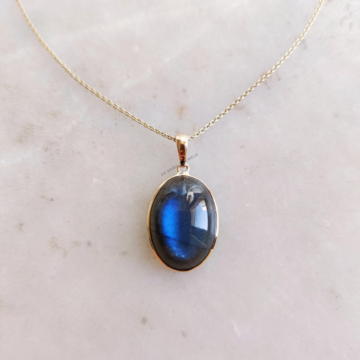 Natural Labradorite Pendant, 14K Solid Yellow Gold Bezel Pendant, November Birthstone, Christmas Present