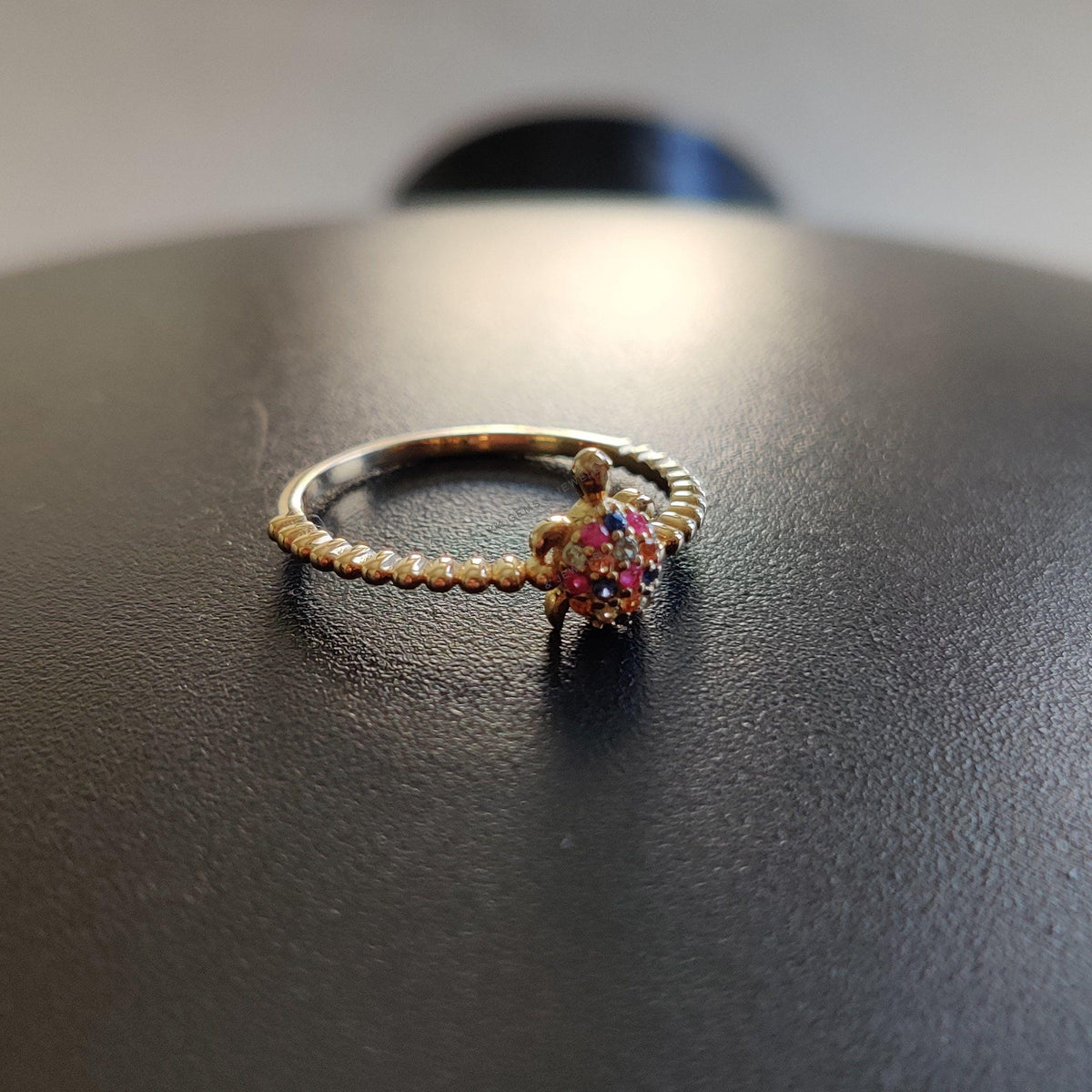 14K Solid Yellow Gold Natural Multi Sapphire Ring, Dainty September Birthstone