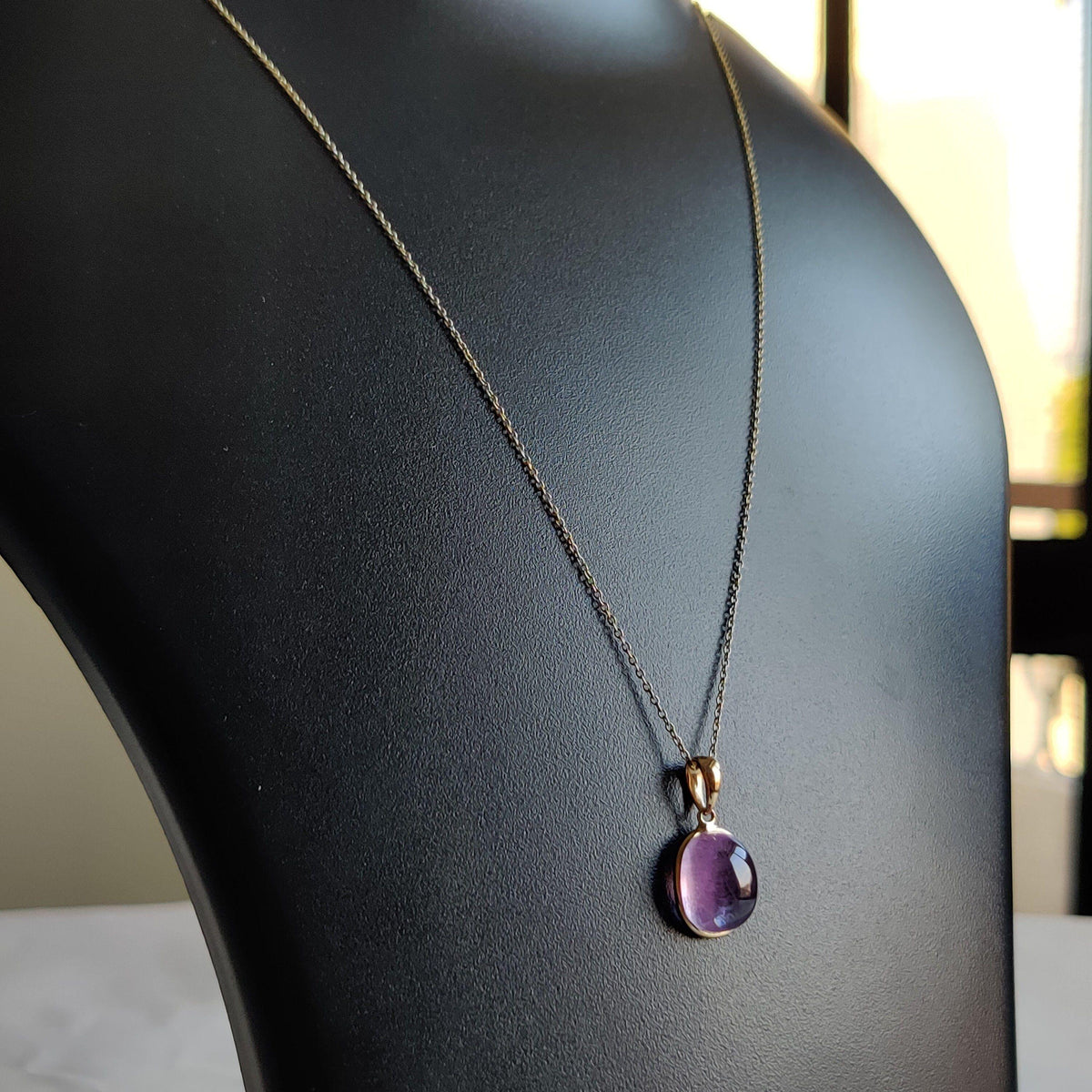 Natural Kunzite Oval Pendant, 14K Solid Yellow Gold Bezel, February Birthstone