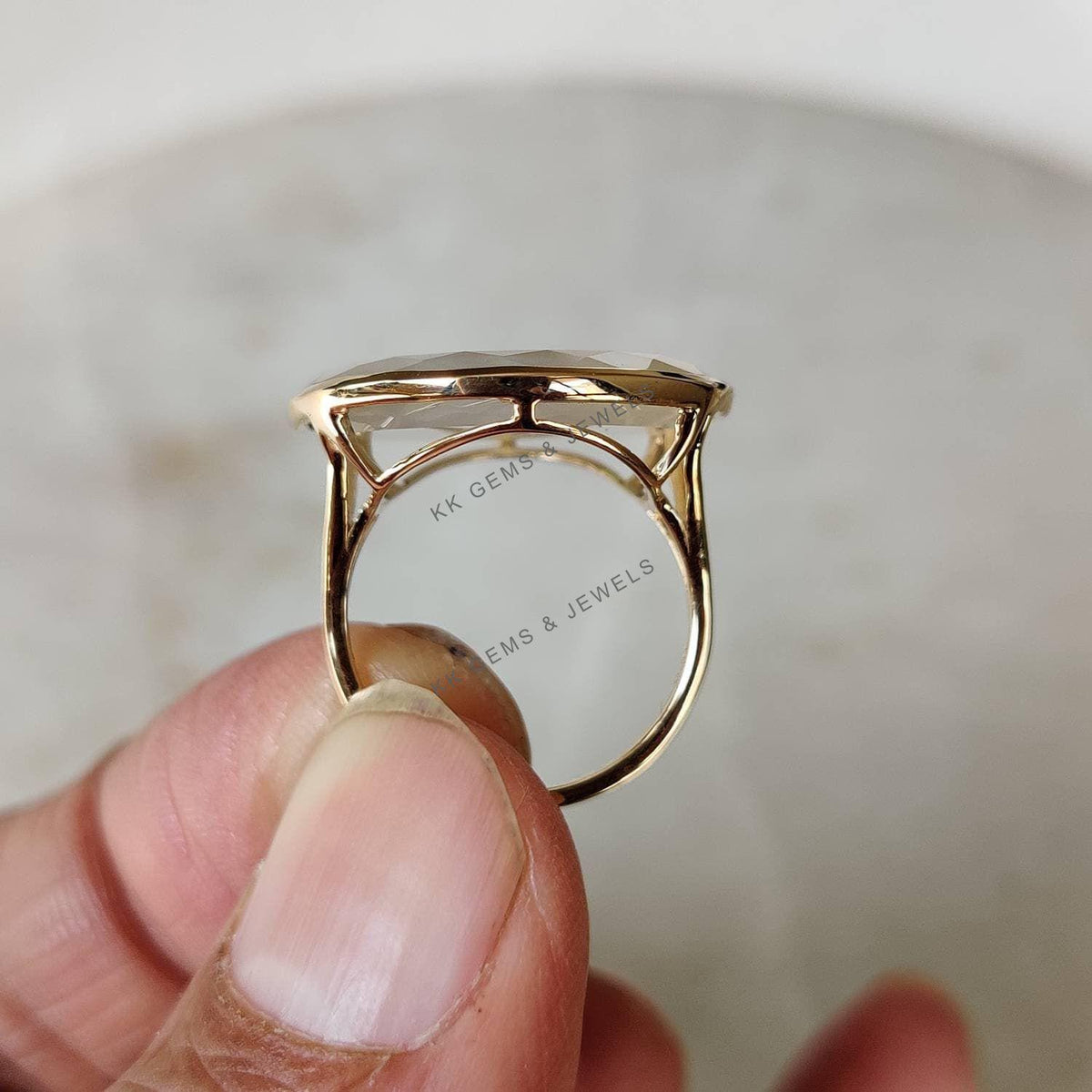 Natural Mother of Pearl Ring, 14K Solid Gold Bezel, June Birthstone