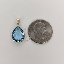 14K Solid Gold Natural Sky Blue Topaz Pear Pendant, December Birthstone
