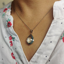 14K Solid Gold Natural Sky Blue Topaz Pear Pendant, December Birthstone