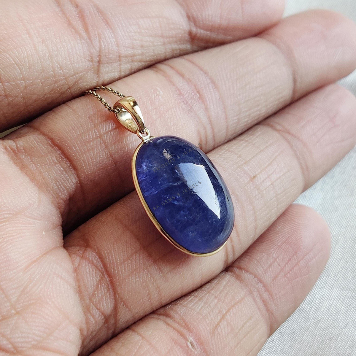 Natural Tanzanite Pendant, 14K Solid Yellow Gold Bezel Setting, December Birthstone
