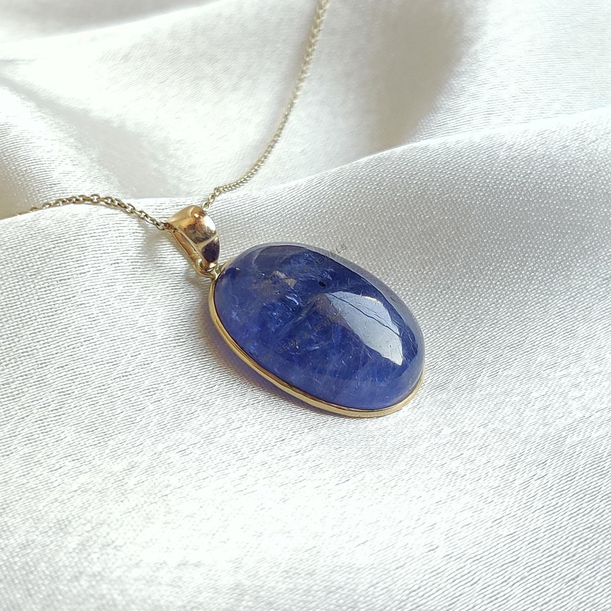 Natural Tanzanite Pendant, 14K Solid Yellow Gold Bezel Setting, December Birthstone