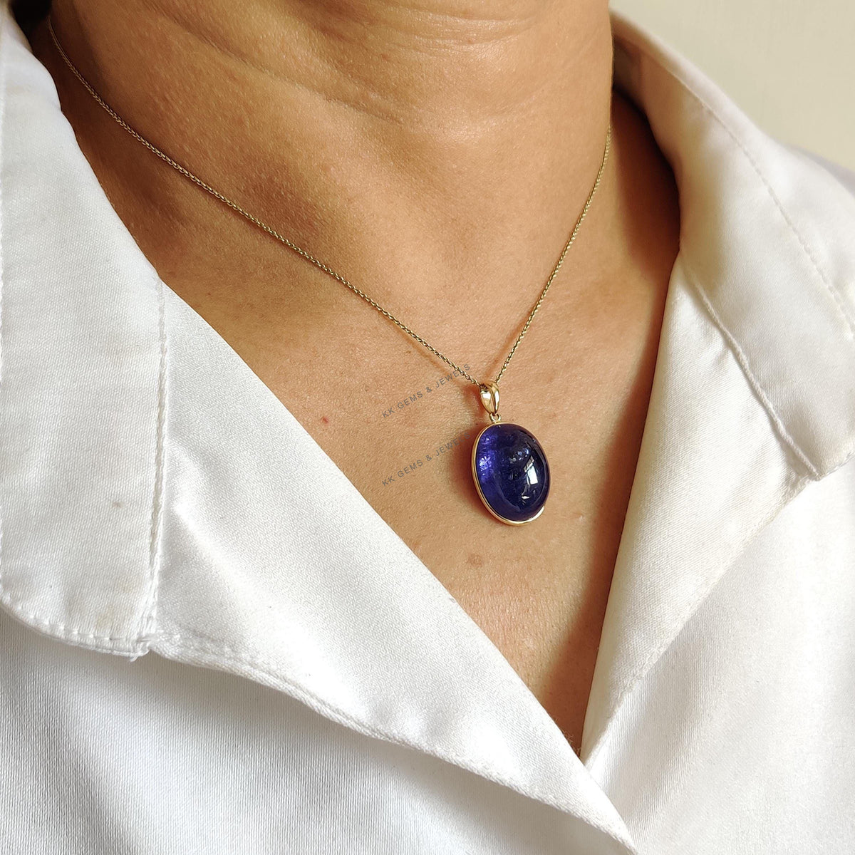 Natural Tanzanite Pendant, 14K Solid Yellow Gold Bezel Setting, December Birthstone