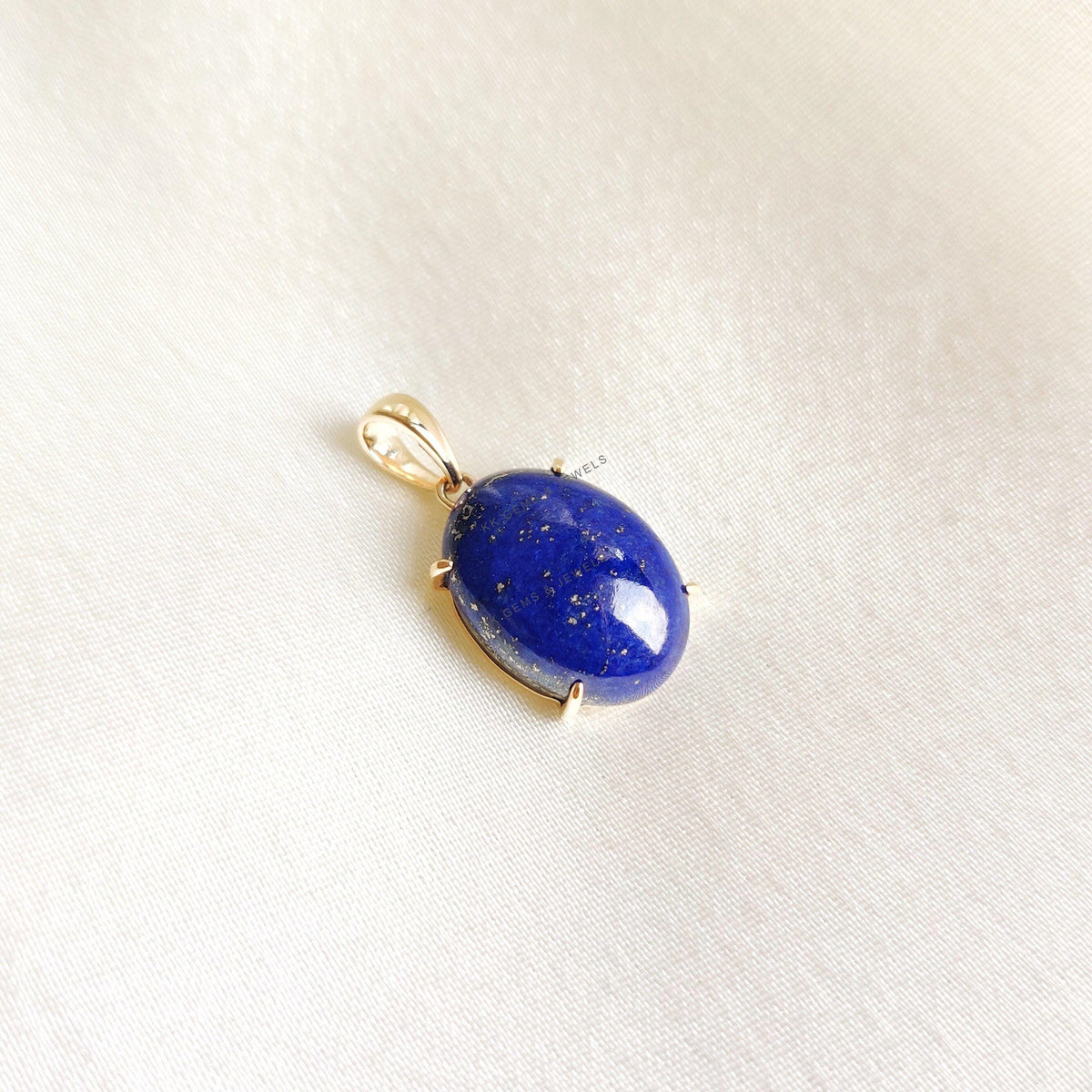 14K Solid Gold Natural Lapis Lazuli Pendant: September Birthstone Jewelry