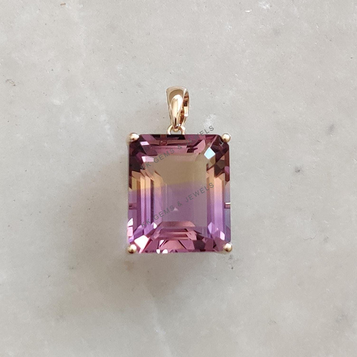 Natural Ametrine Pendant, 14K Solid Gold Necklace, Feb/Nov Birthstone