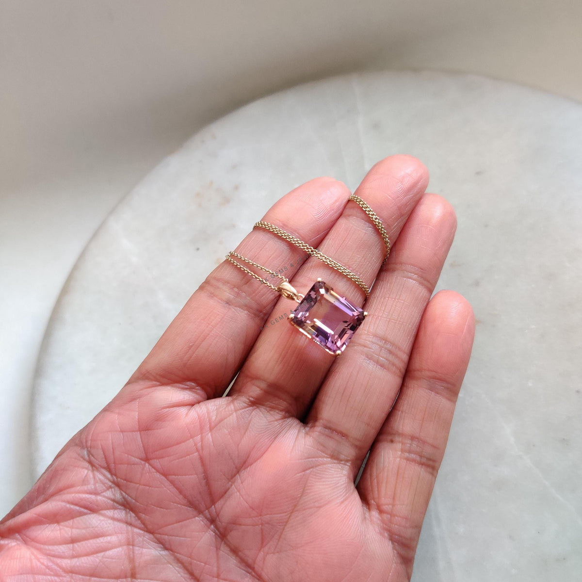 Natural Ametrine Pendant, 14K Solid Gold Necklace, Feb/Nov Birthstone