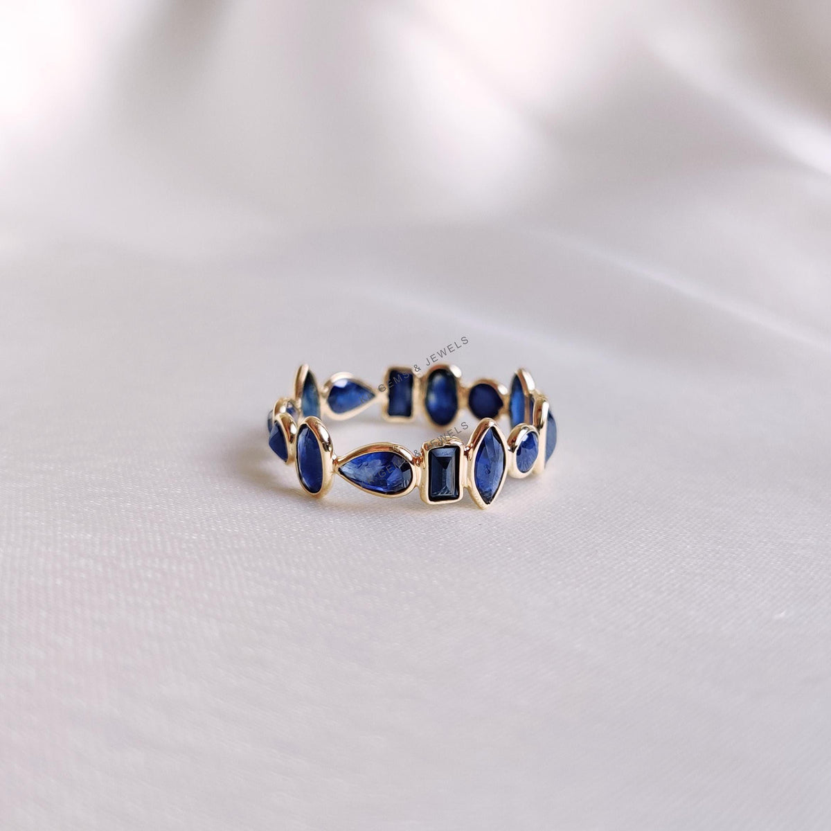 Natural Blue Sapphire 14K Solid Yellow Gold Ring, September Birthstone