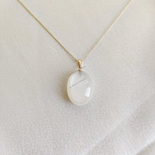 14K Solid Yellow Gold Natural White Moonstone Pendant, June Birthstone, Christmas Present