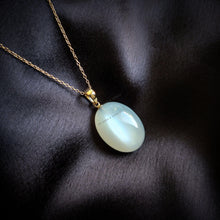 14K Solid Yellow Gold Natural White Moonstone Pendant: June Birthstone Jewelry, Christmas Present