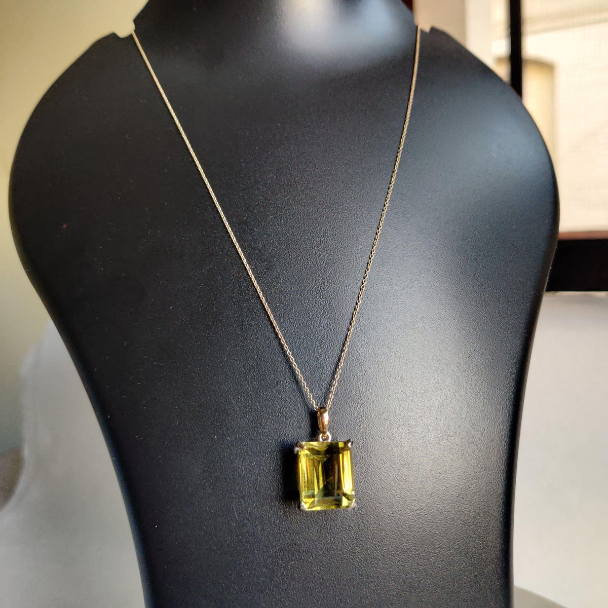 Natural Lemon Topaz Pendant: 14K Solid Yellow Gold, November Birthstone