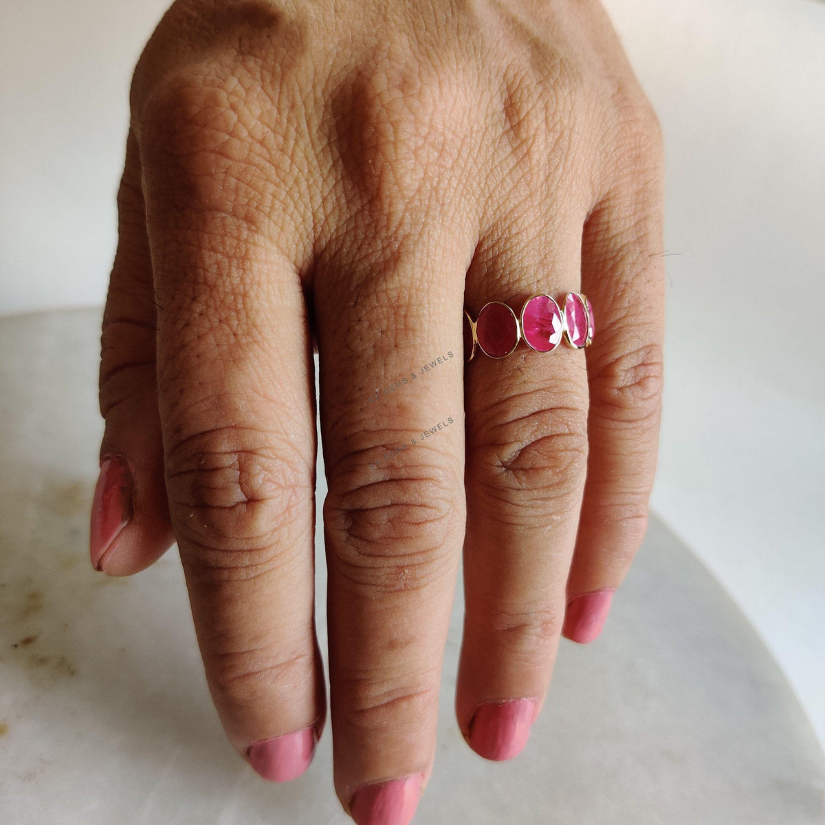 Natural Ruby 14K Solid Yellow Gold Ring, Dainty Gemstone Jewelry, Christmas Present