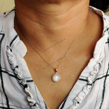 14K Solid Yellow Gold Natural White Moonstone Pendant, June Birthstone