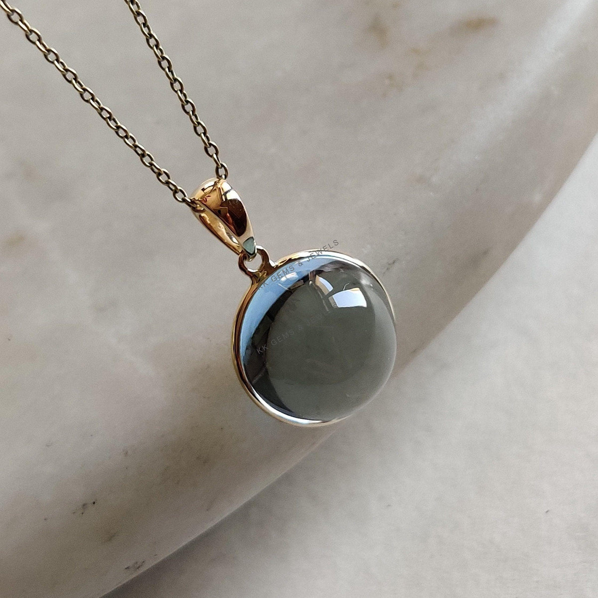 Natural Sky Blue Topaz Pendant, 14K Solid Yellow Gold Bezel, December Birthstone