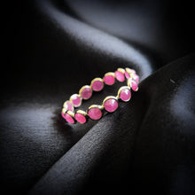 14K Solid Gold Natural Ruby Eternity Ring: July Birthstone Bezel Ring