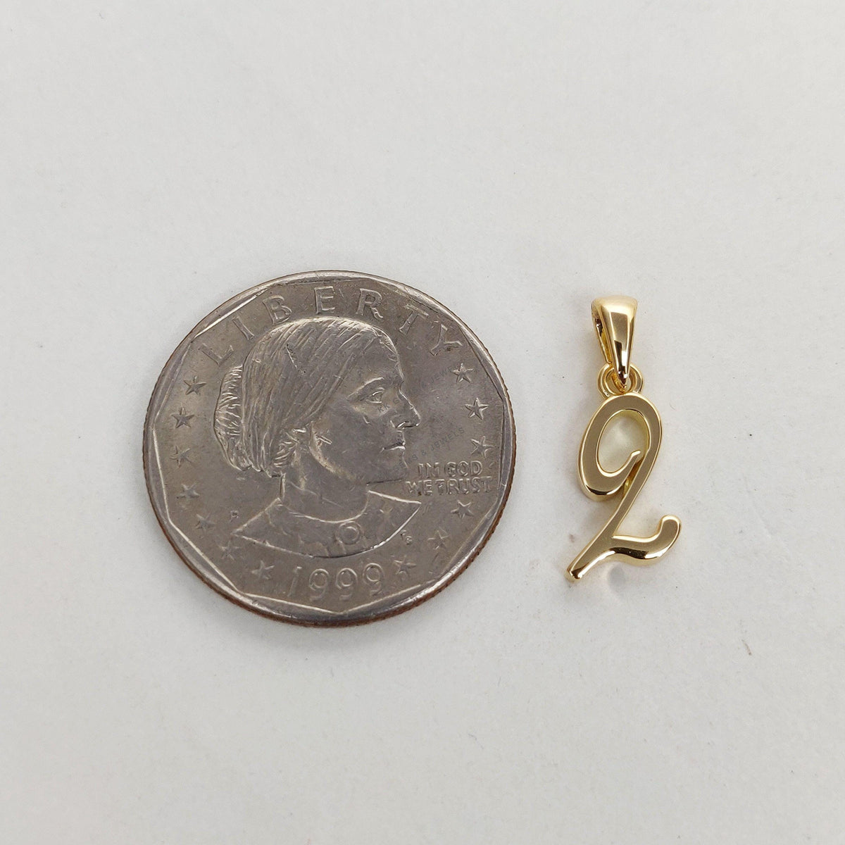14K Solid Gold Number 2 Charm Pendant: Minimalist Numerical Necklace