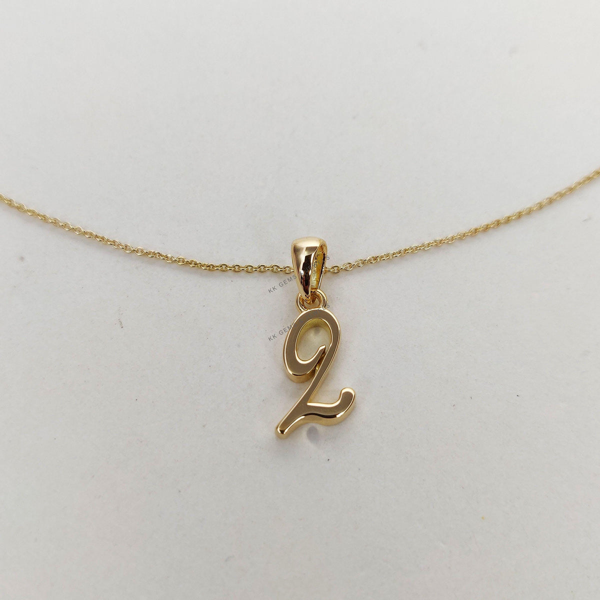 14K Solid Gold Number 2 Charm Pendant: Minimalist Numerical Necklace