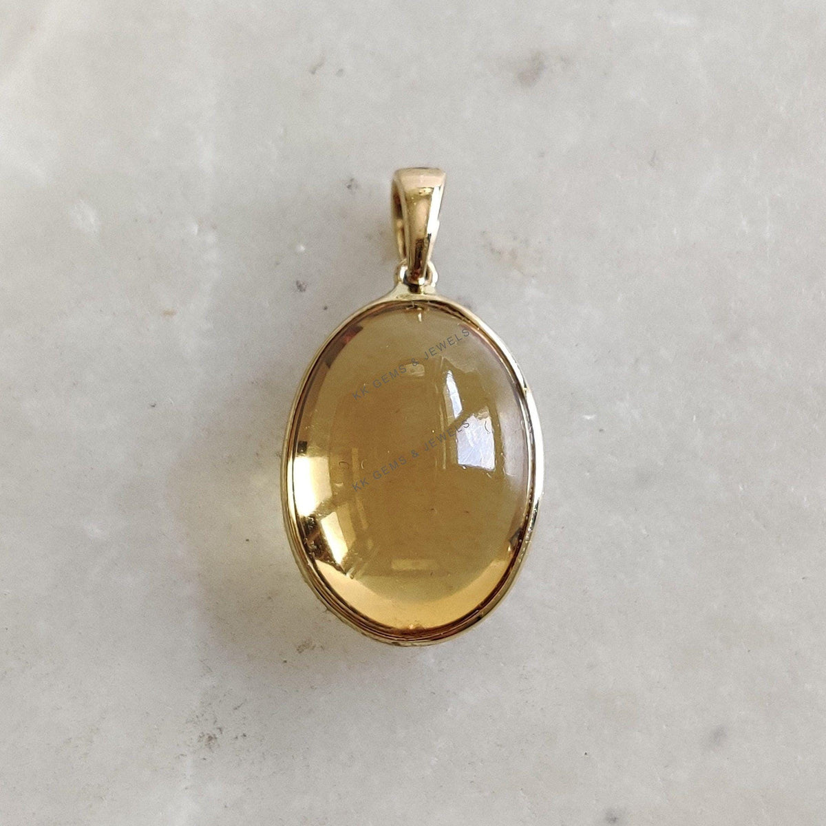 Natural Citrine Pendant, 14K Solid Yellow Gold Oval Bezel Pendant, November Birthstone