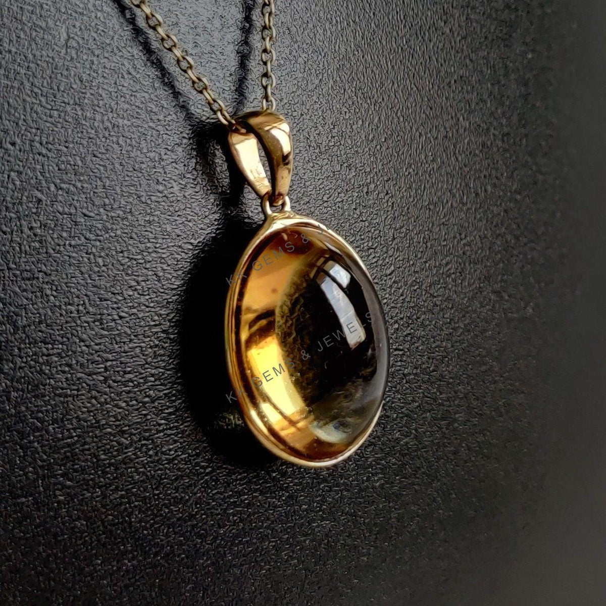 Natural Citrine Pendant, 14K Solid Yellow Gold Oval Bezel Pendant, November Birthstone