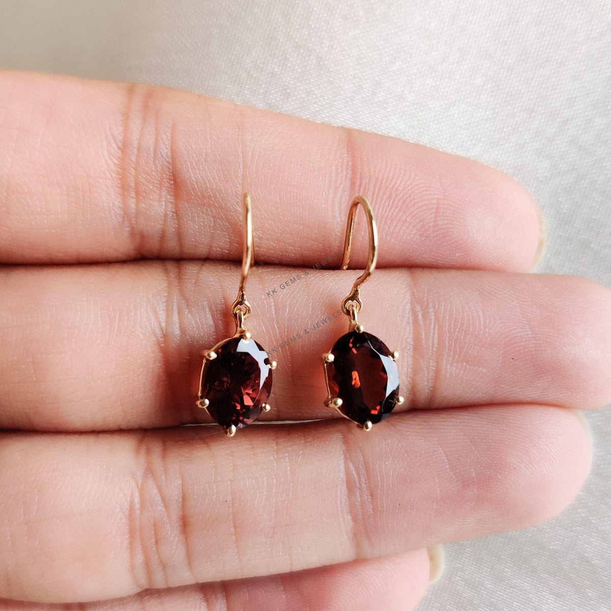 14K Solid Gold Natural Pink Tourmaline Earrings, October Birthstone