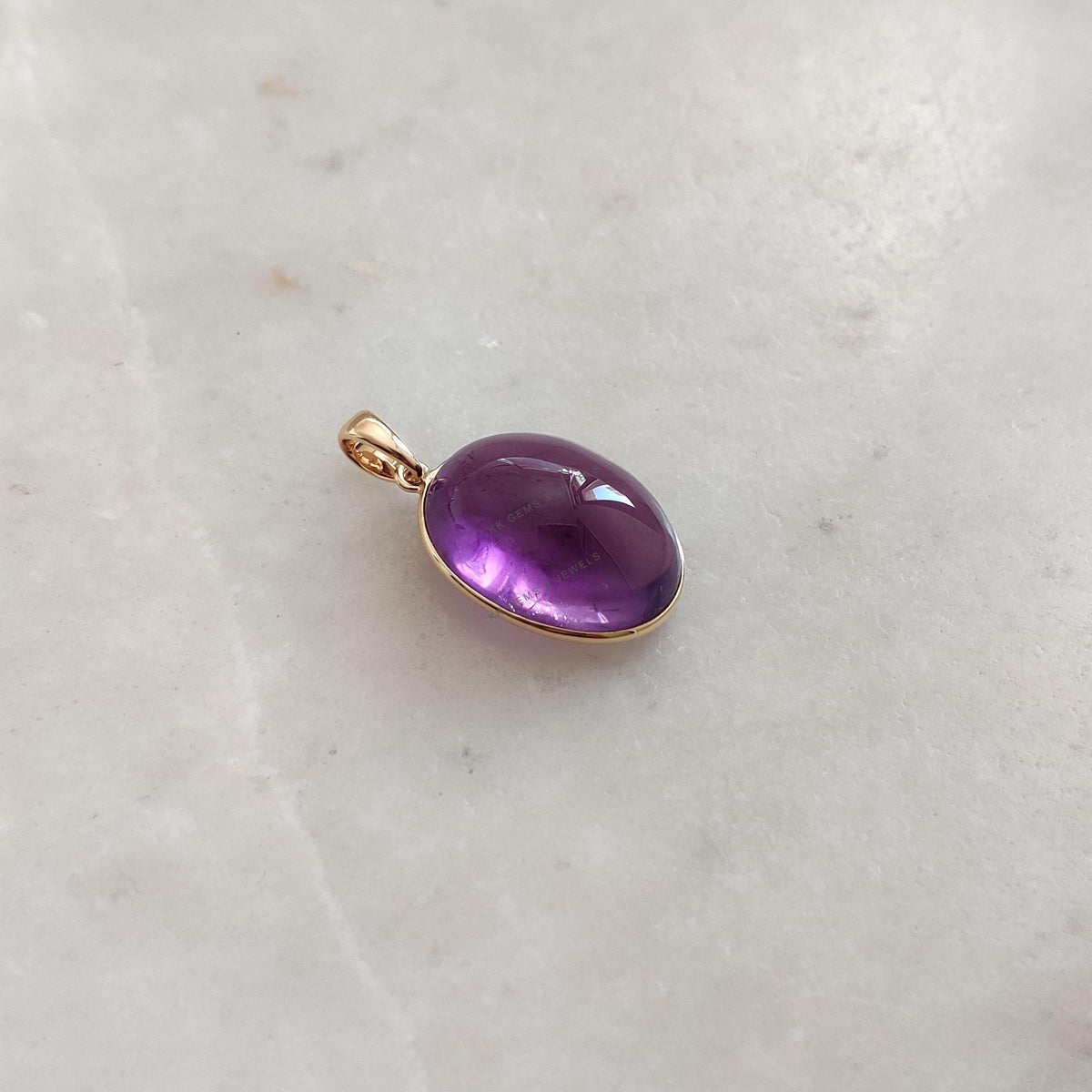 Natural Purple Amethyst Pendant, 14K Solid Yellow Gold Bezel Pendant, February Birthstone
